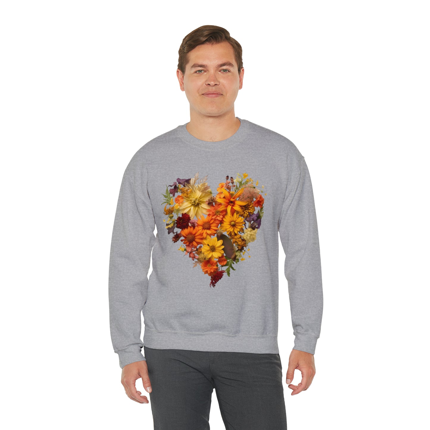 "Heartfelt Autumn: Floral Heart Sweater"