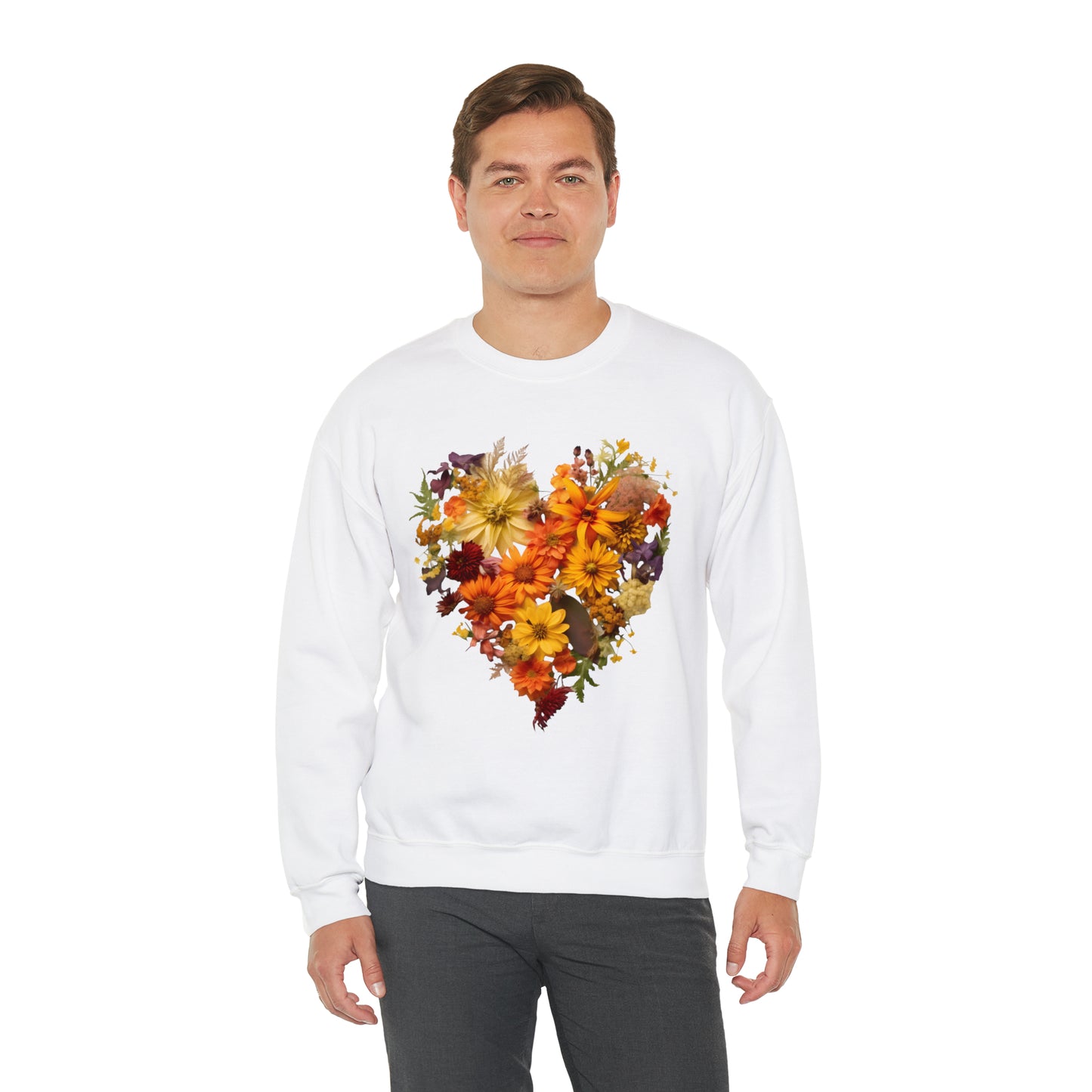 "Heartfelt Autumn: Floral Heart Sweater"