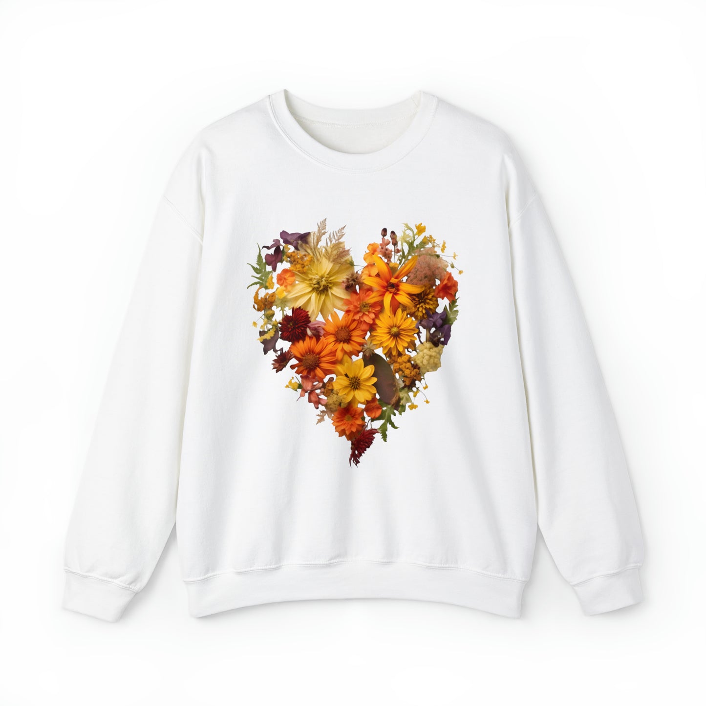 "Heartfelt Autumn: Floral Heart Sweater"