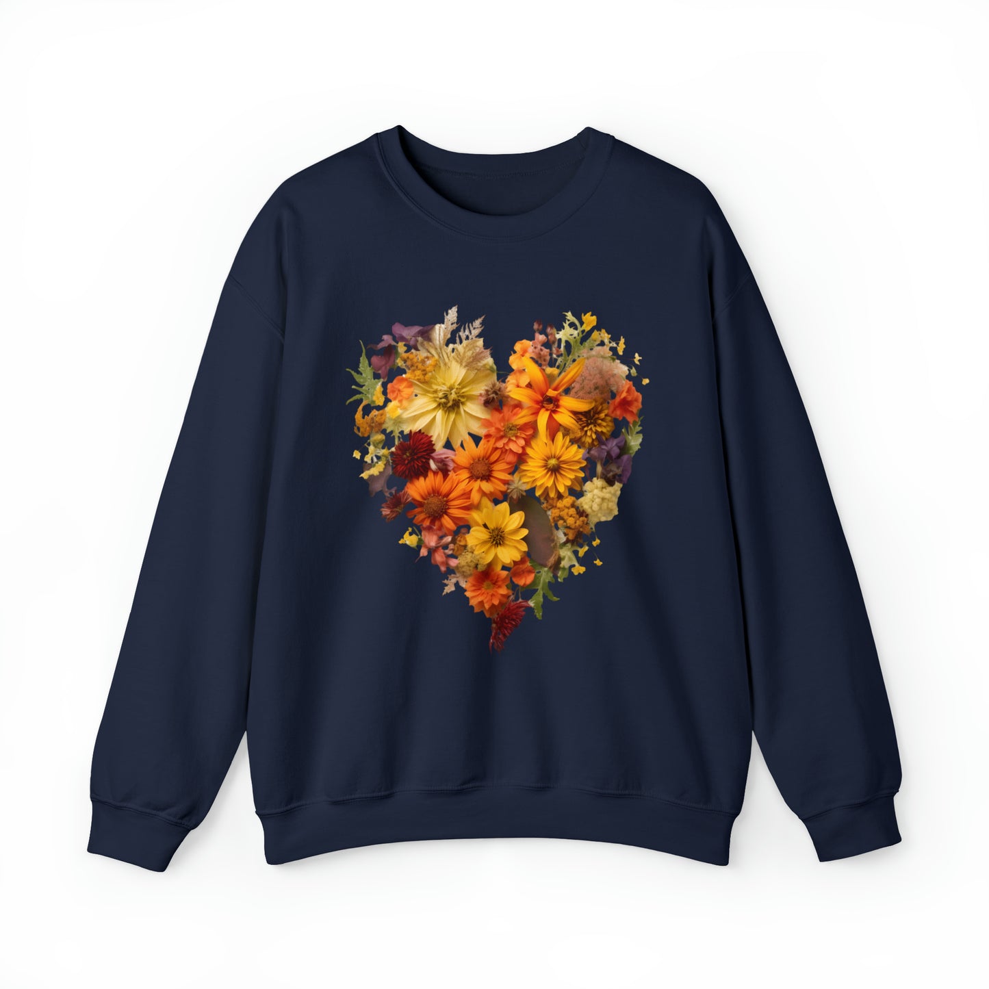 "Heartfelt Autumn: Floral Heart Sweater"