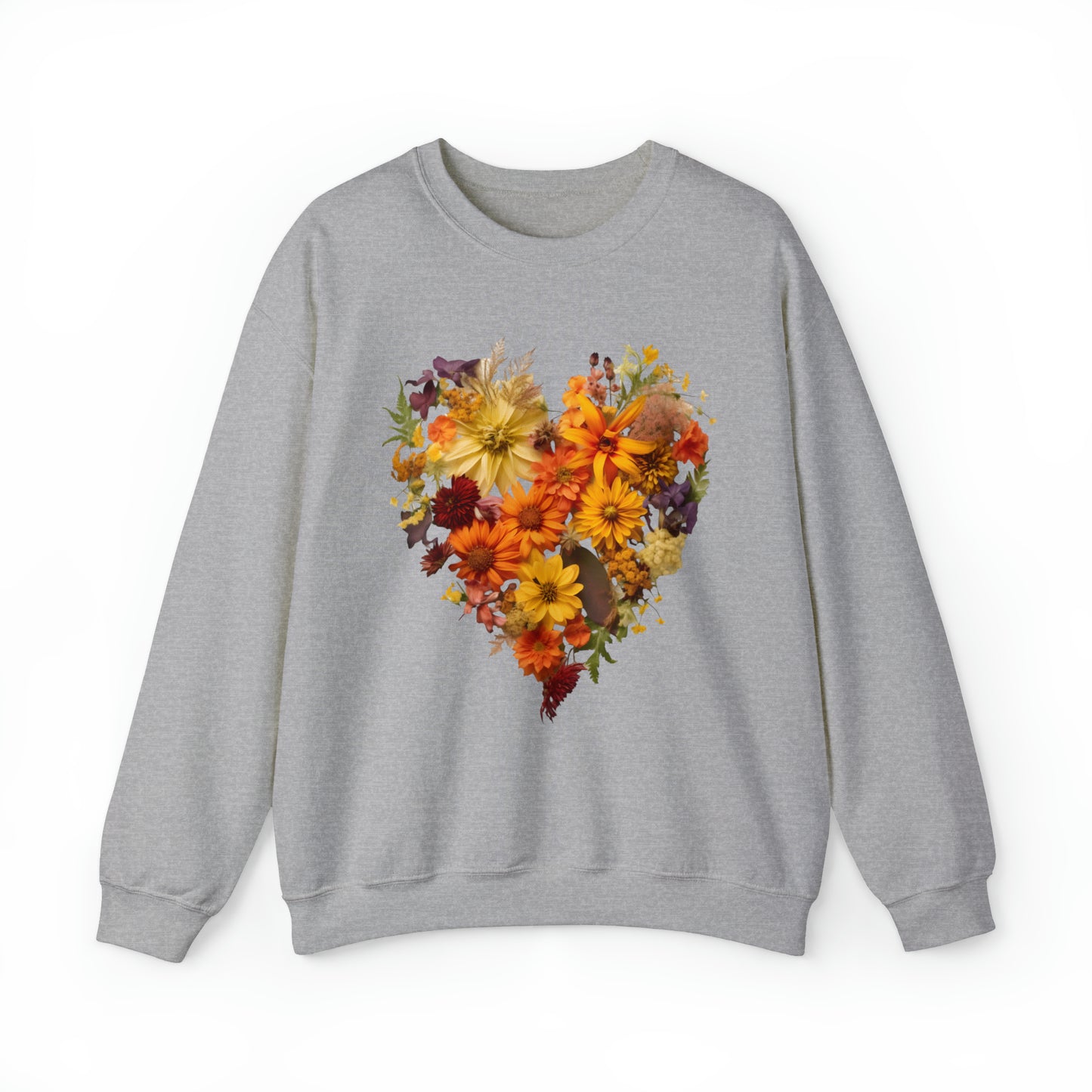 "Heartfelt Autumn: Floral Heart Sweater"