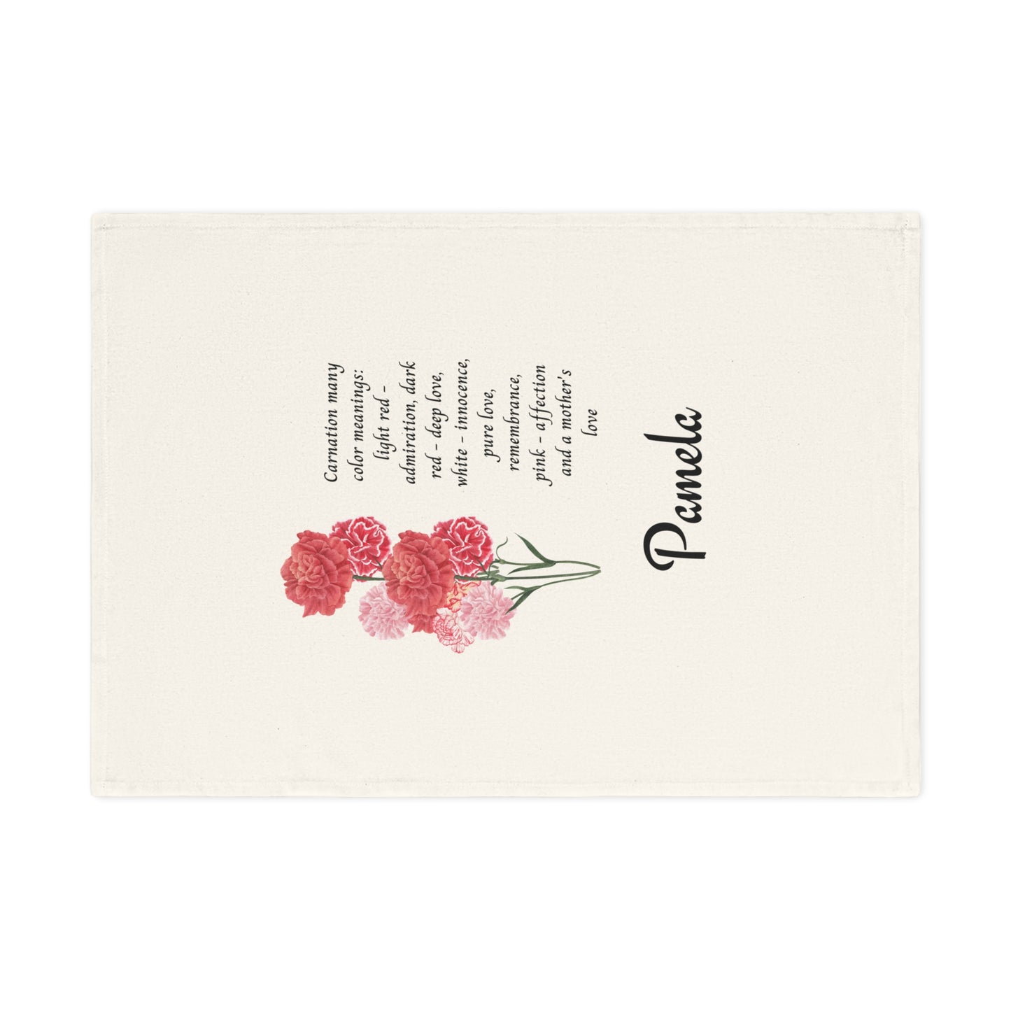 Personalized Birthflower Cotton Tea Towel, Organic, Absorbent, Fast-Drying, Hemmed Edges, Machine Washable - Kitchen Decor, Home Gift,
