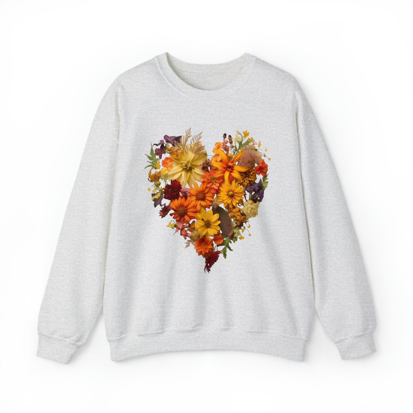 "Heartfelt Autumn: Floral Heart Sweater"
