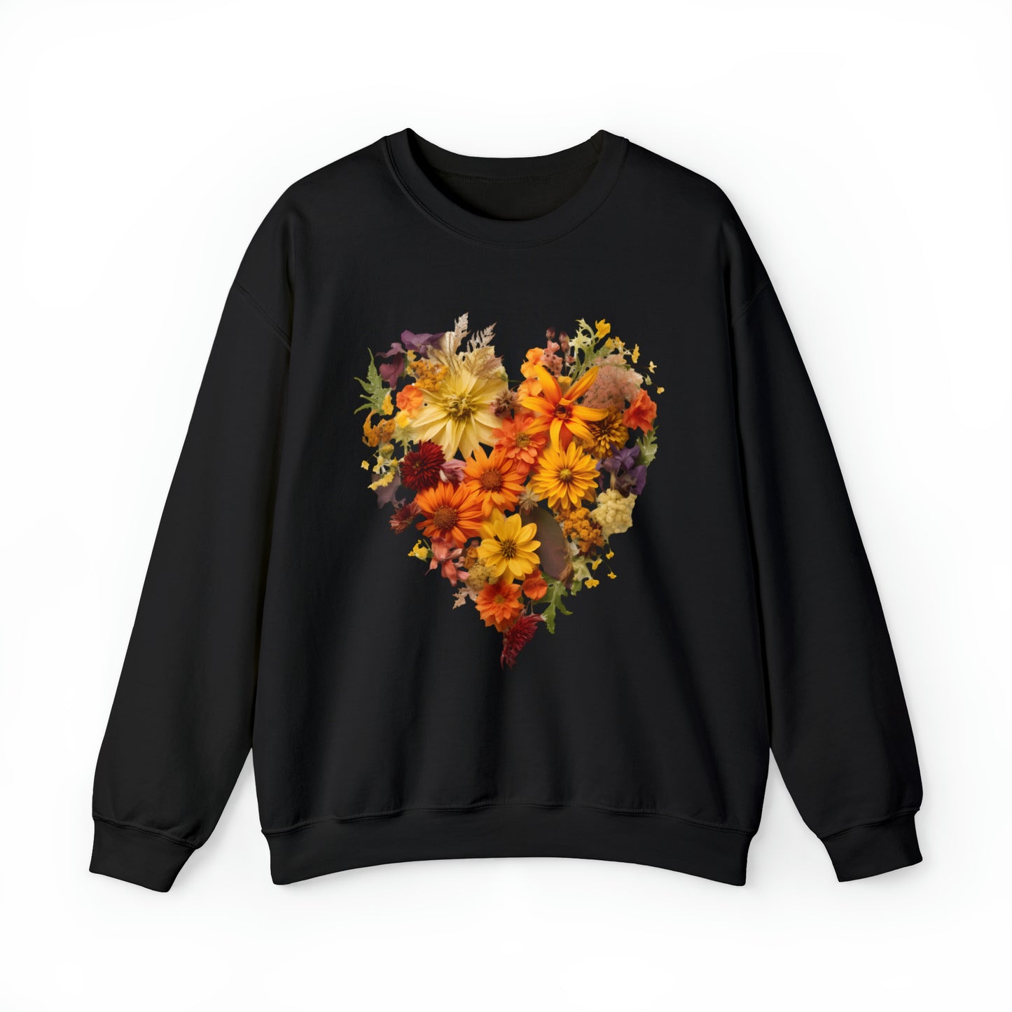 "Heartfelt Autumn: Floral Heart Sweater"