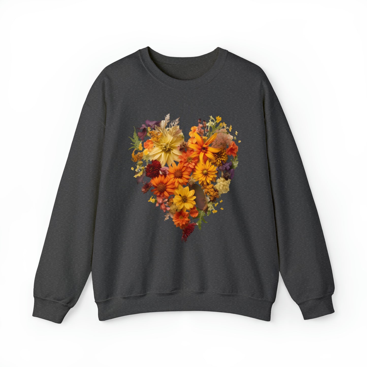 "Heartfelt Autumn: Floral Heart Sweater"