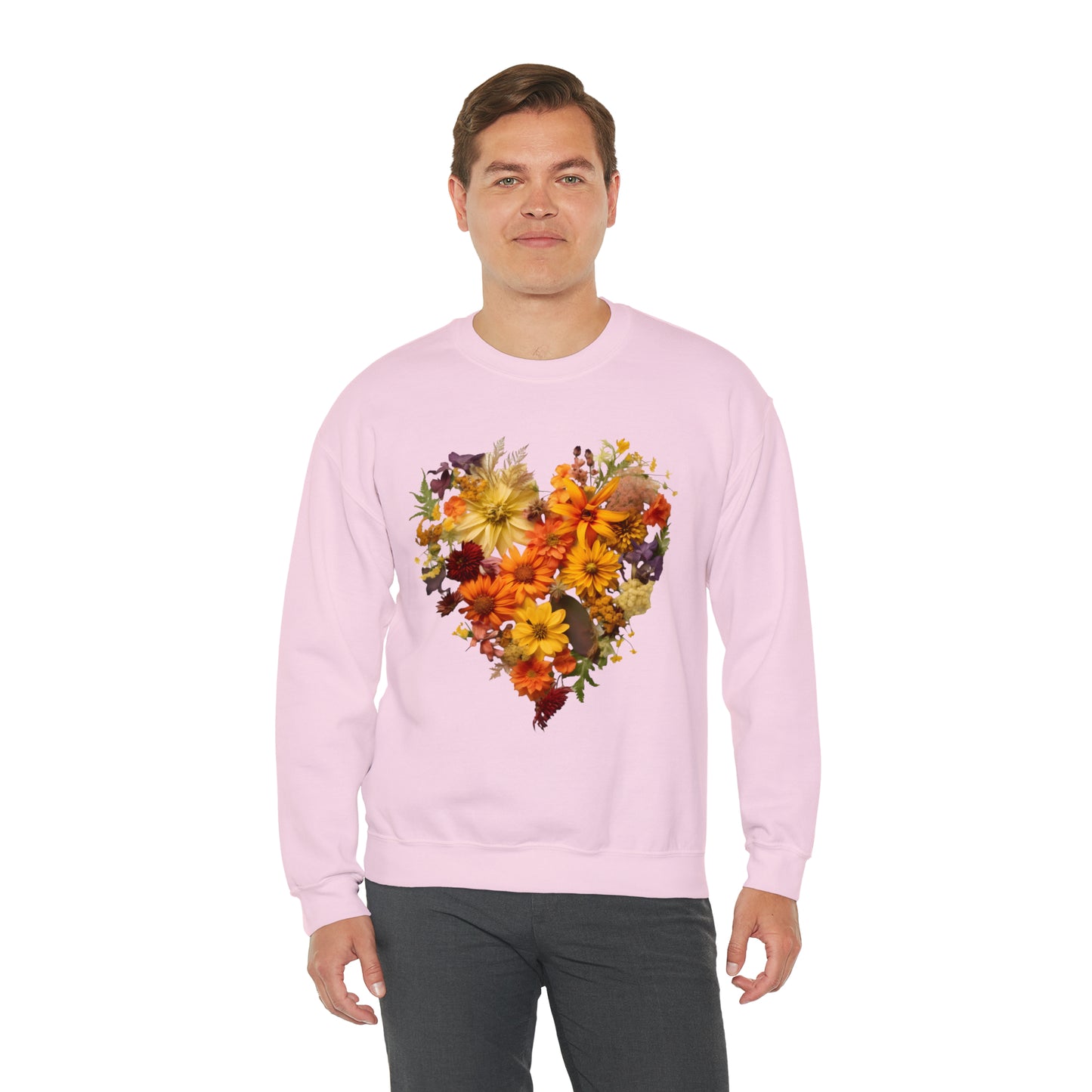 "Heartfelt Autumn: Floral Heart Sweater"