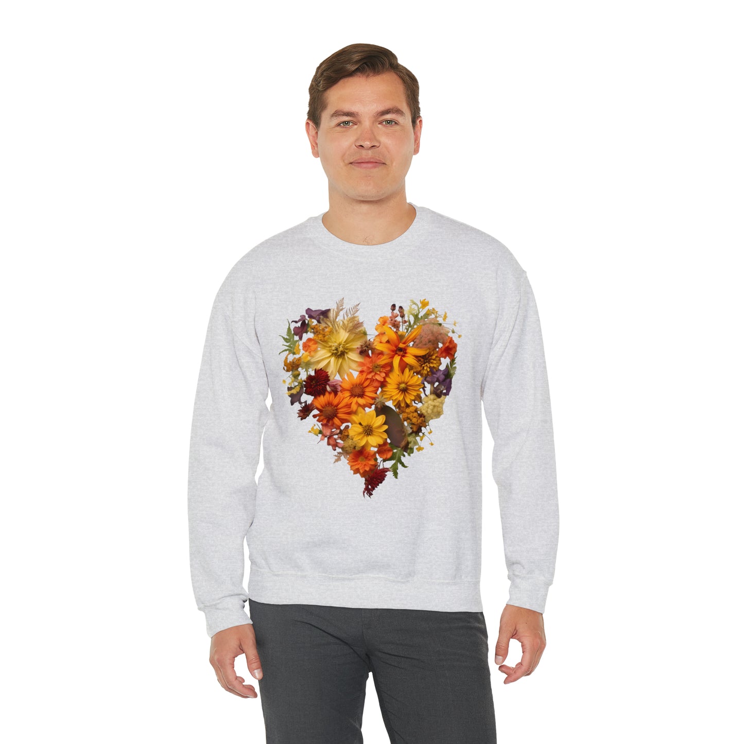 "Heartfelt Autumn: Floral Heart Sweater"