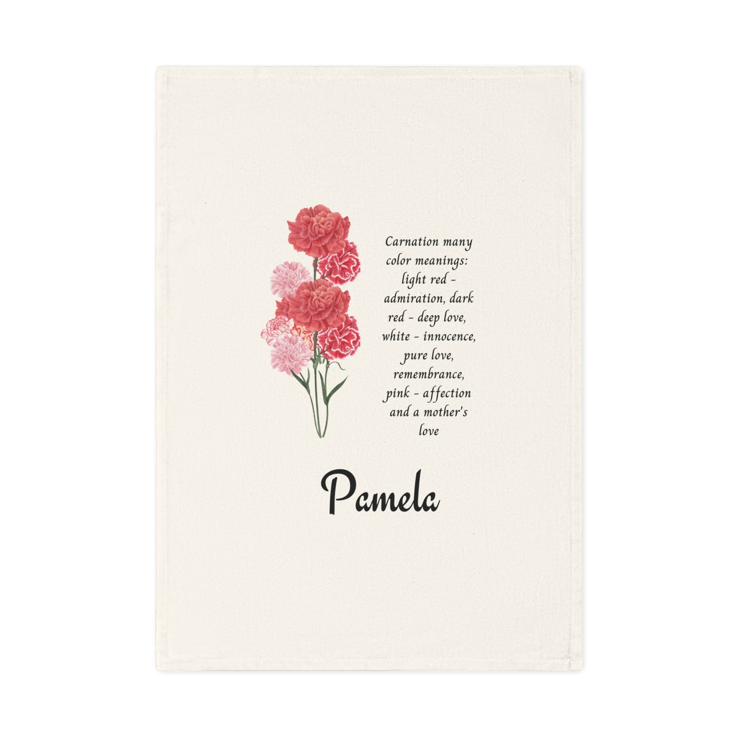 Personalized Birthflower Cotton Tea Towel, Organic, Absorbent, Fast-Drying, Hemmed Edges, Machine Washable - Kitchen Decor, Home Gift,