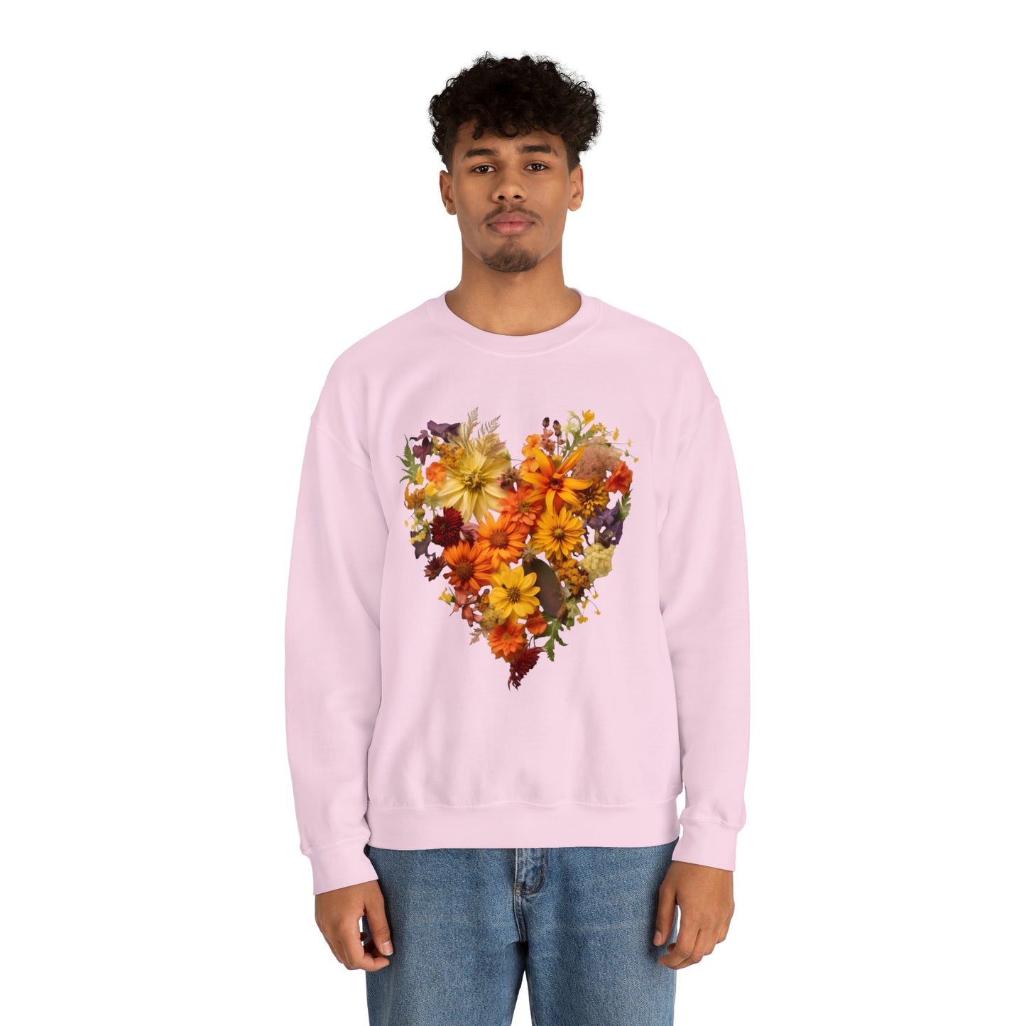 "Heartfelt Autumn: Floral Heart Sweater"