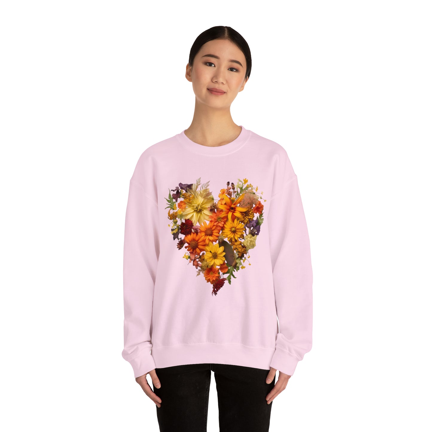 "Heartfelt Autumn: Floral Heart Sweater"