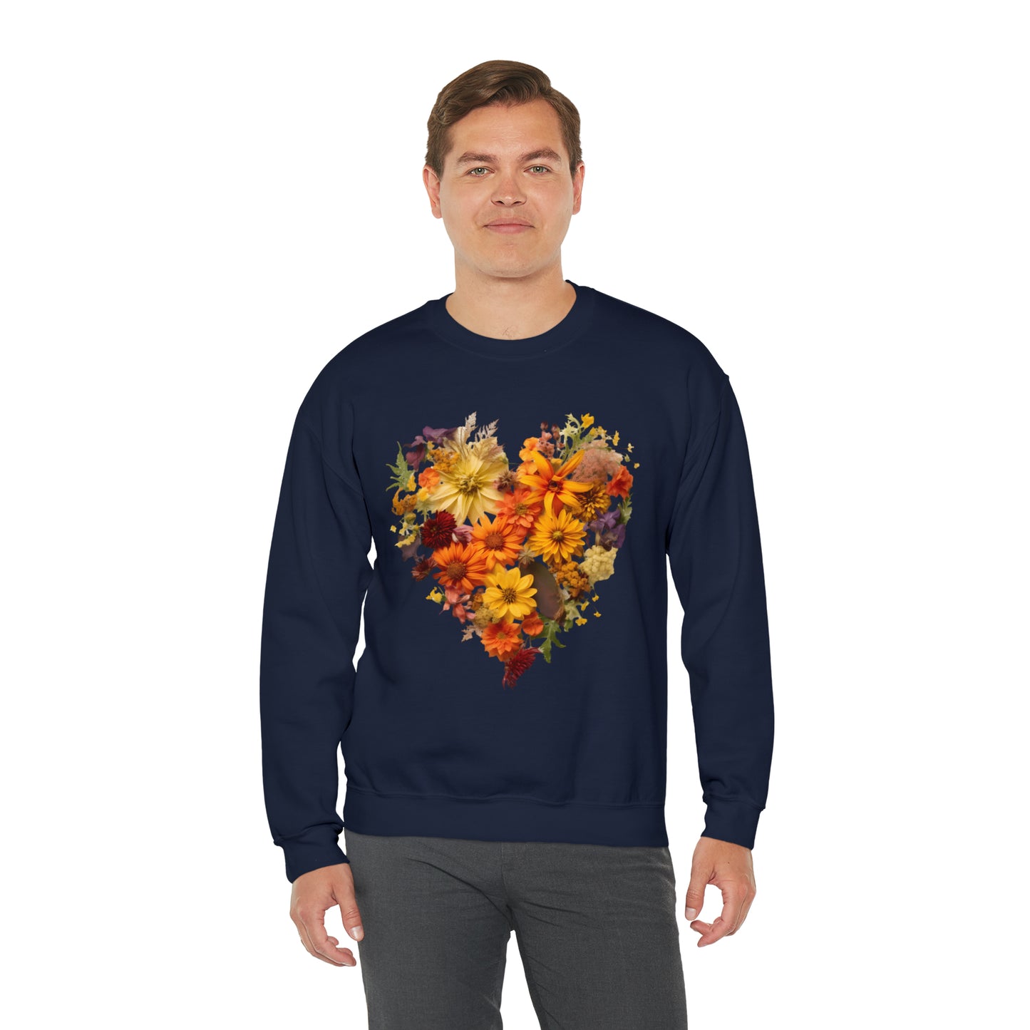 "Heartfelt Autumn: Floral Heart Sweater"