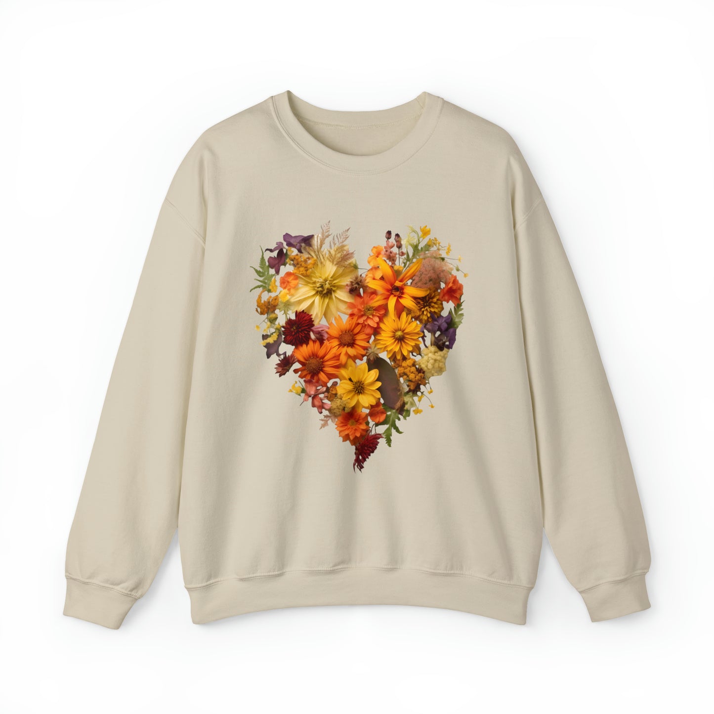 "Heartfelt Autumn: Floral Heart Sweater"
