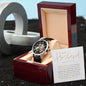 To My Husband The Strength of Our Family Men's Openwork Watch with Mahogany Box