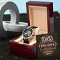 To My Dad Time Passes HERO Men's Openwork Watch with Mahogany Box