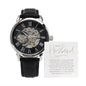 To My Husband The Strength of Our Family Men's Openwork Watch with Mahogany Box