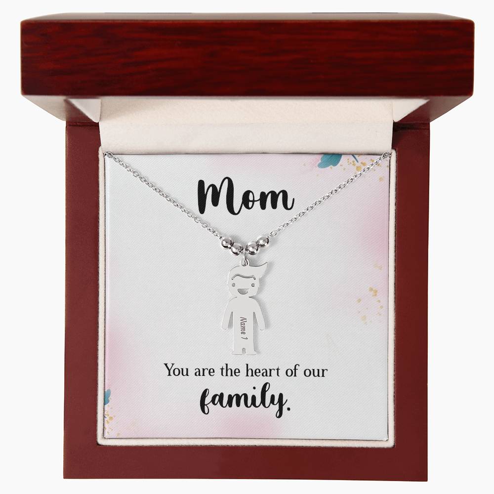 Mom - You Are The Heart of Our Family. Kids Charm Necklace