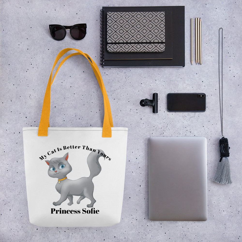 Personalized tote, Funny Cat Tote, Gift for Cat Lovers, Tote for Cat Owners, My Cat Is Better Than Yours Tote bag