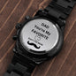 Dad - You're My Favorite Don't Tell Mom - Engraved Design Black Chronograph Watch