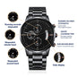 Dad - You're My Favorite Don't Tell Mom - Engraved Design Black Chronograph Watch