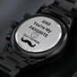 Dad - You're My Favorite Don't Tell Mom - Engraved Design Black Chronograph Watch