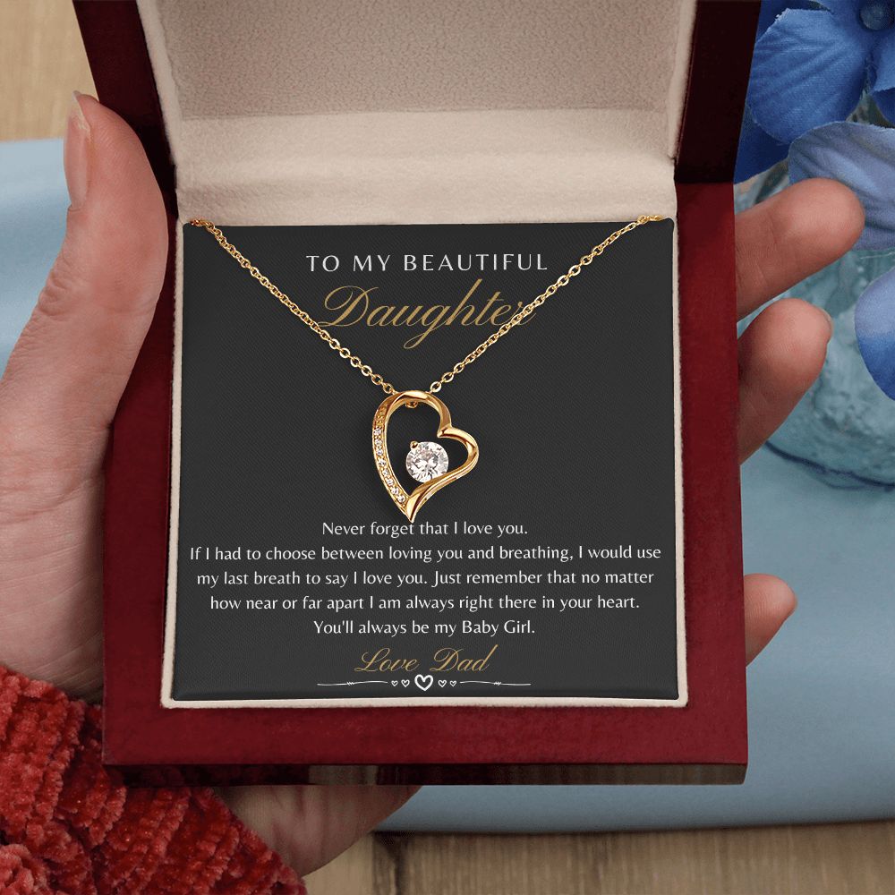 Daughter From Dad - Never Forget That I Love You - Forever Love Necklace Gift