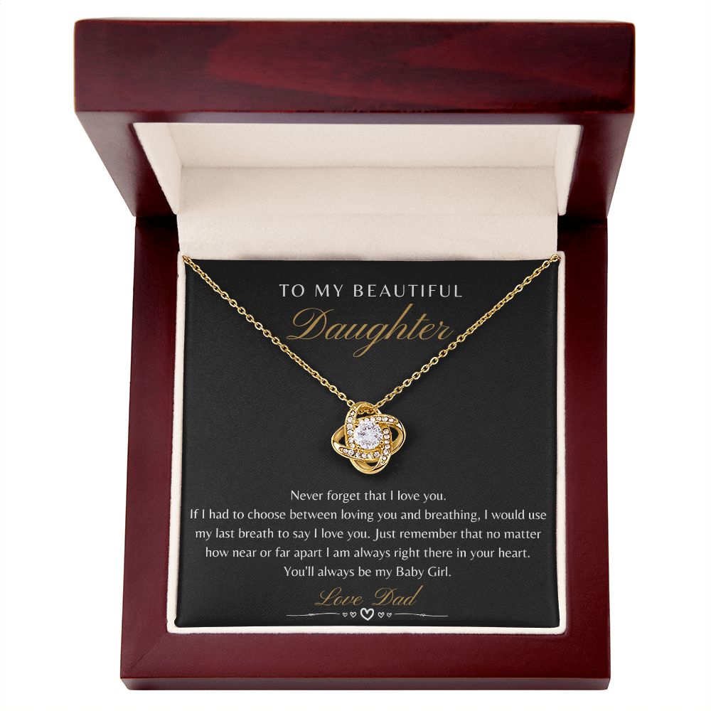 Daughter From Dad - Never Forget That I Love You - Love Knot Necklace