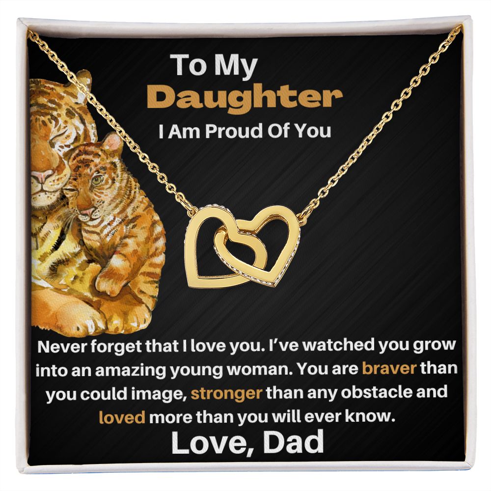 Daughter - Gift From Dad - Braver Stronger - Interlocking Hearts