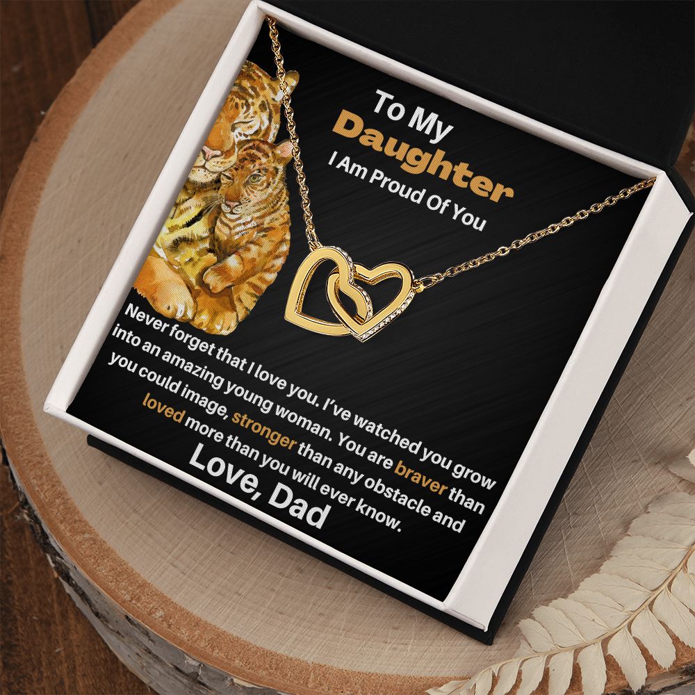 Daughter - Gift From Dad - Braver Stronger - Interlocking Hearts