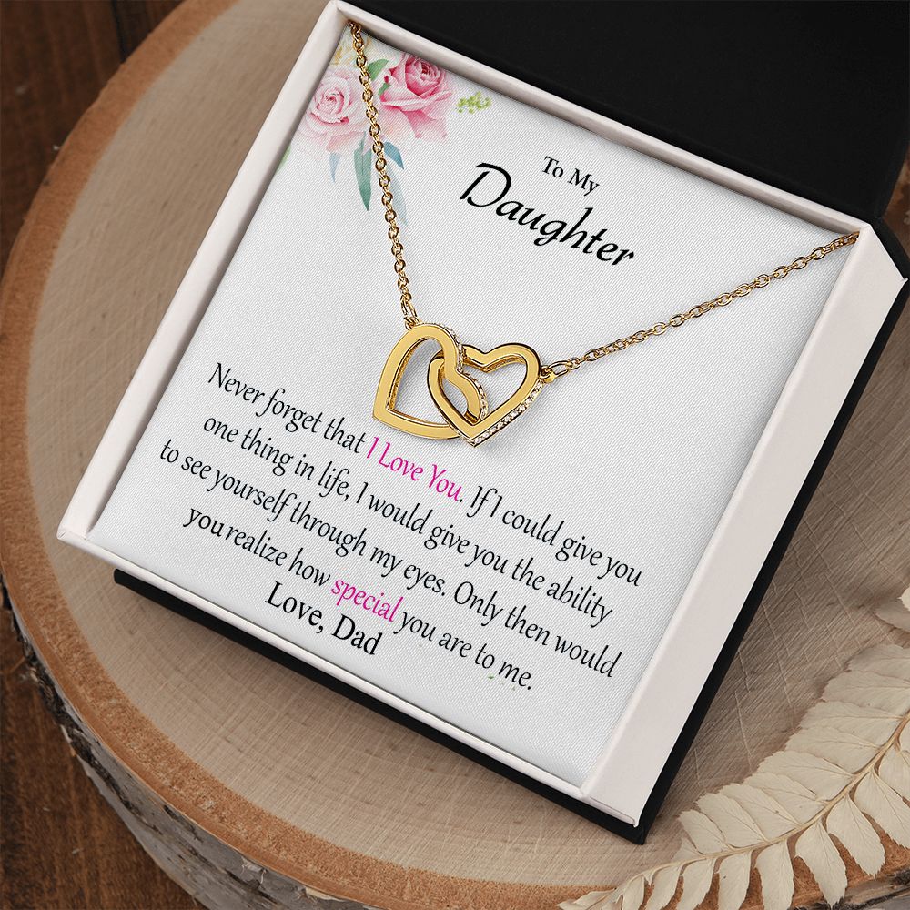 Daughter From Dad - If I Could Give You One Thing In Life - Interlocking Heart Dainty Necklace
