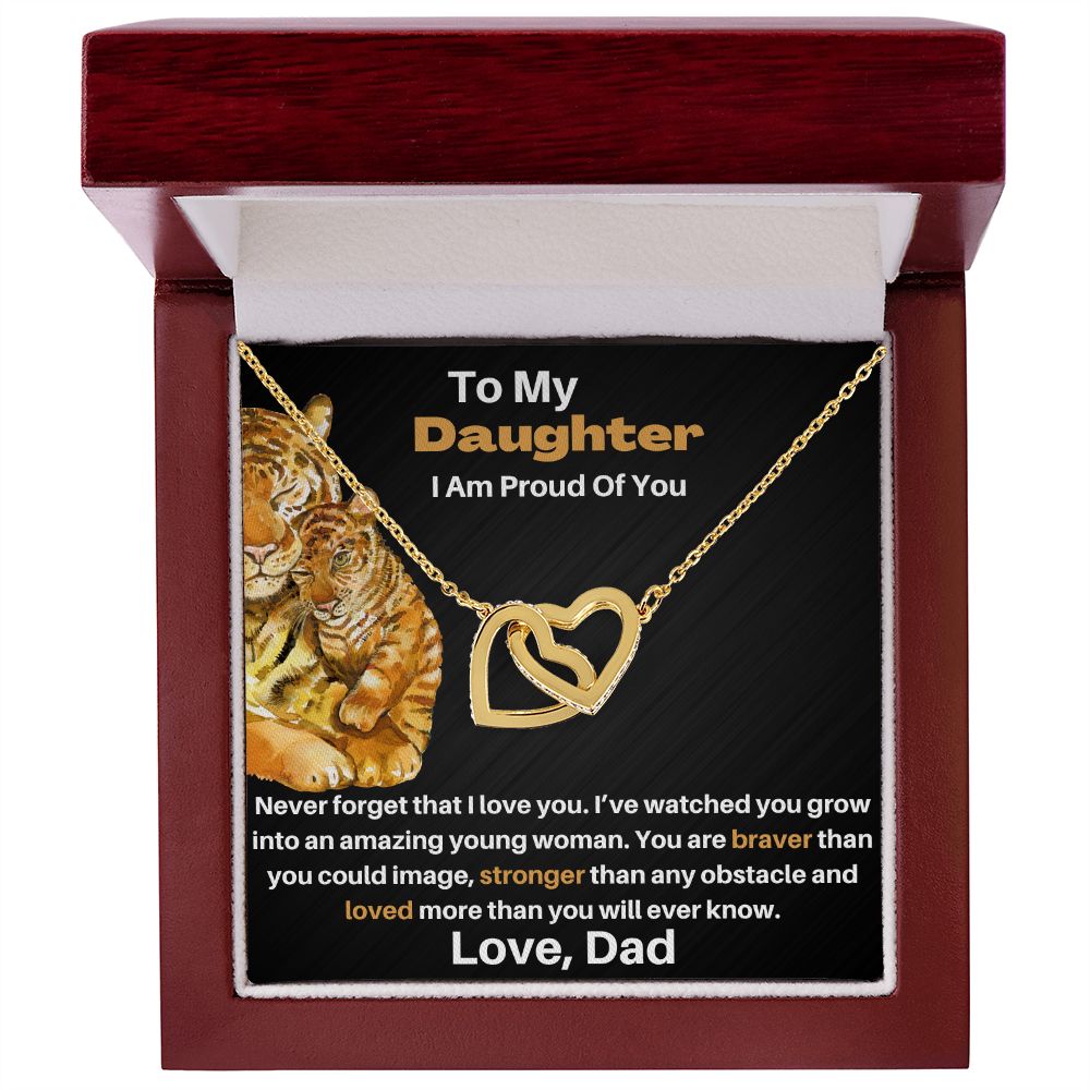 Daughter - Gift From Dad - Braver Stronger - Interlocking Hearts