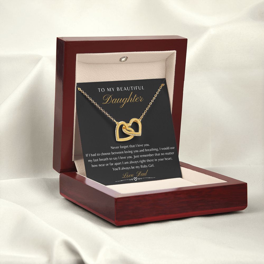 Daughter From Dad - Never Forget That I Love You - Interlocking Heart Necklace