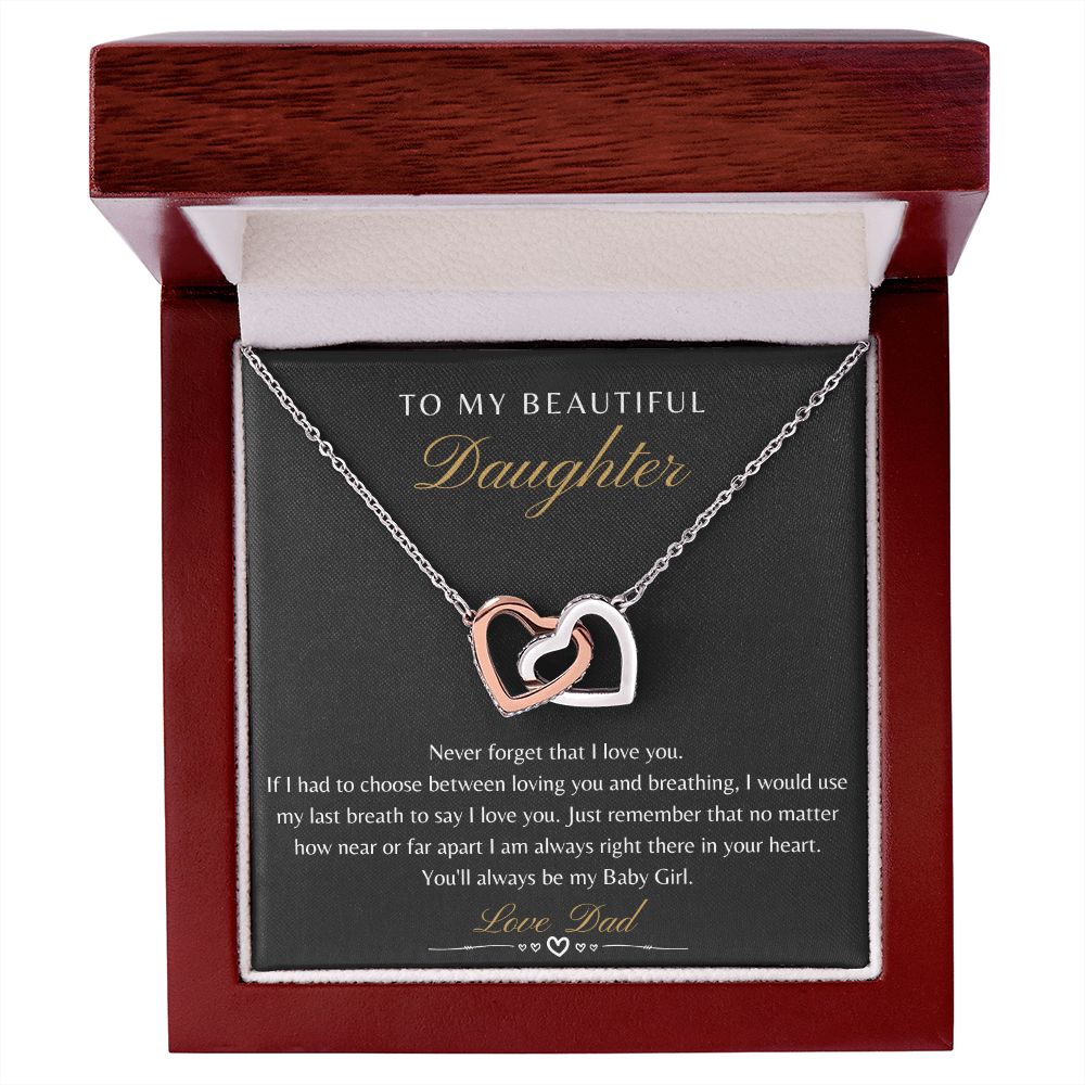 Daughter From Dad - Never Forget That I Love You - Interlocking Heart Necklace