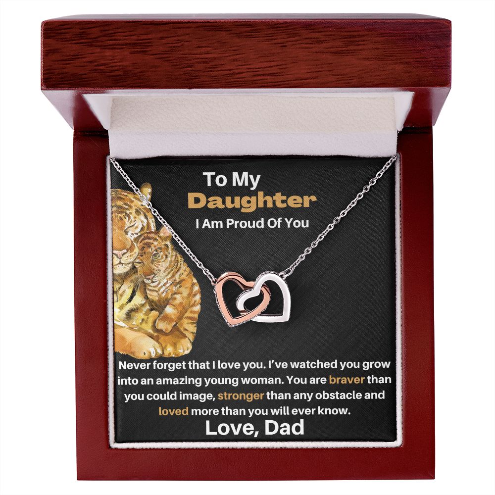 Daughter - Gift From Dad - Braver Stronger - Interlocking Hearts