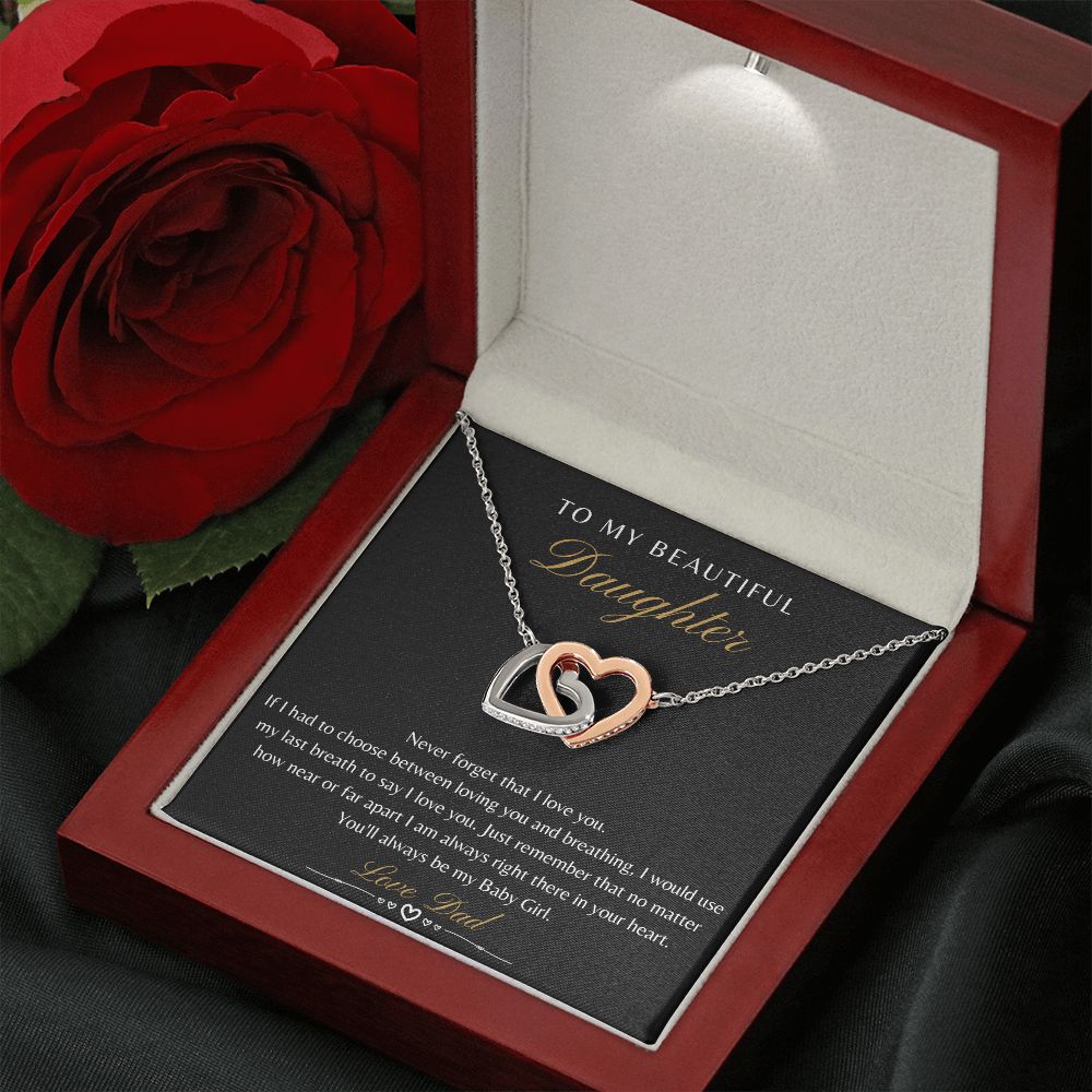 Daughter From Dad - Never Forget That I Love You - Interlocking Heart Necklace