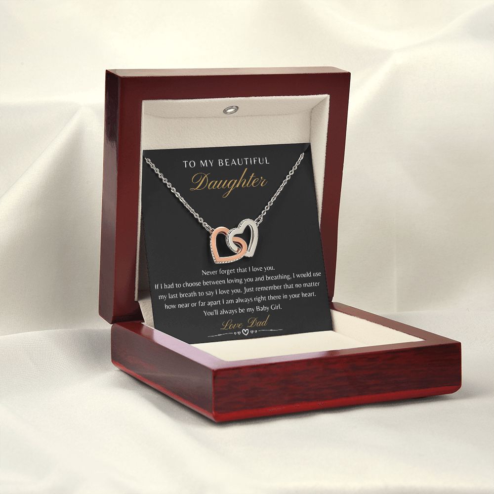 Daughter From Dad - Never Forget That I Love You - Interlocking Heart Necklace