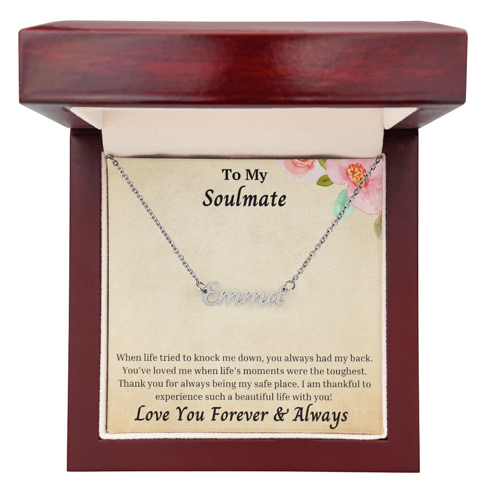 Soulmate - Such A Beautiful Life With You flower Personalized Name Necklace