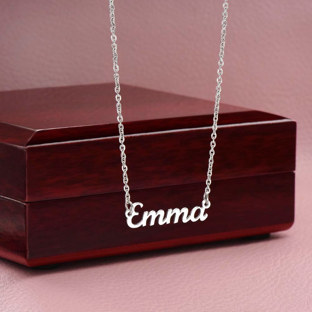 January Carnation Flower 003 Personalized Name Necklace