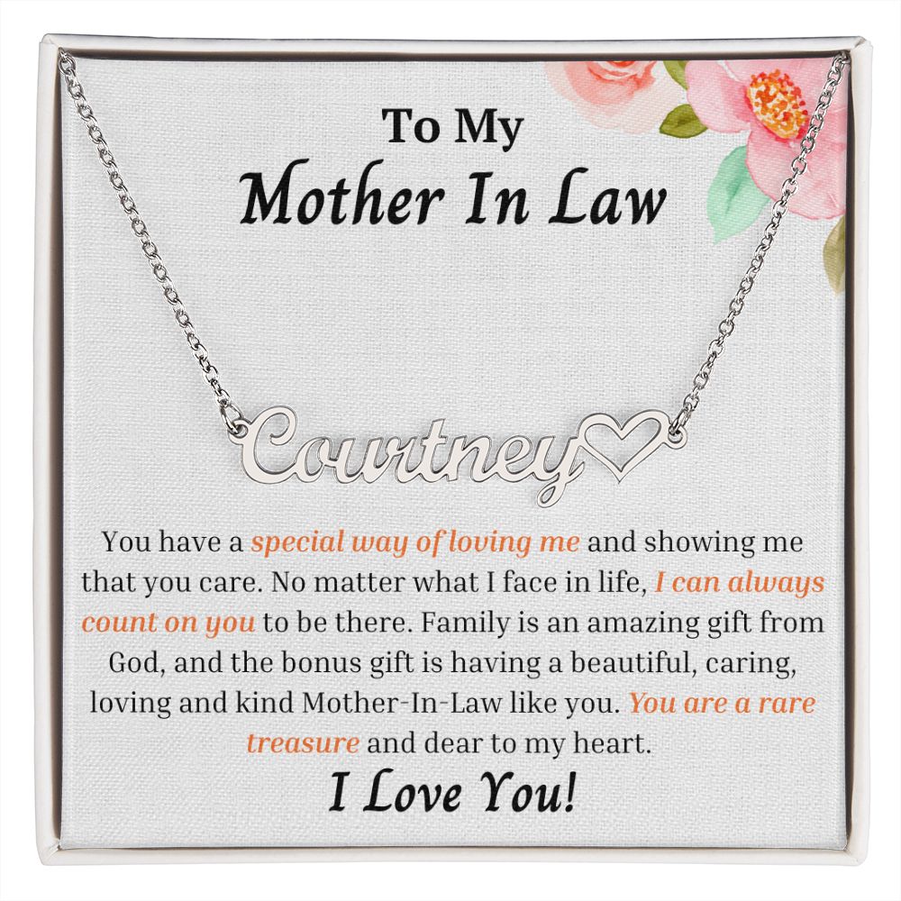 To My Mother In Law - Personalized Name Necklace with Heart