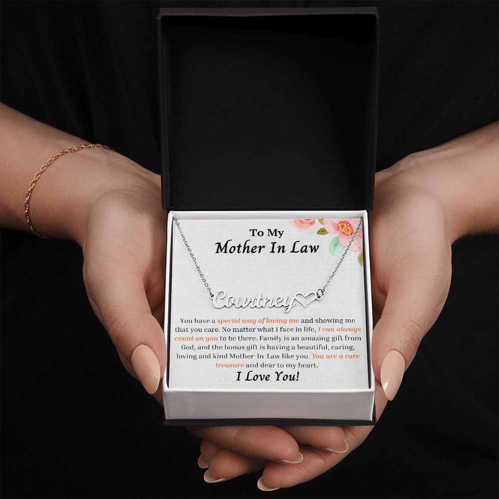 To My Mother In Law - Personalized Name Necklace with Heart