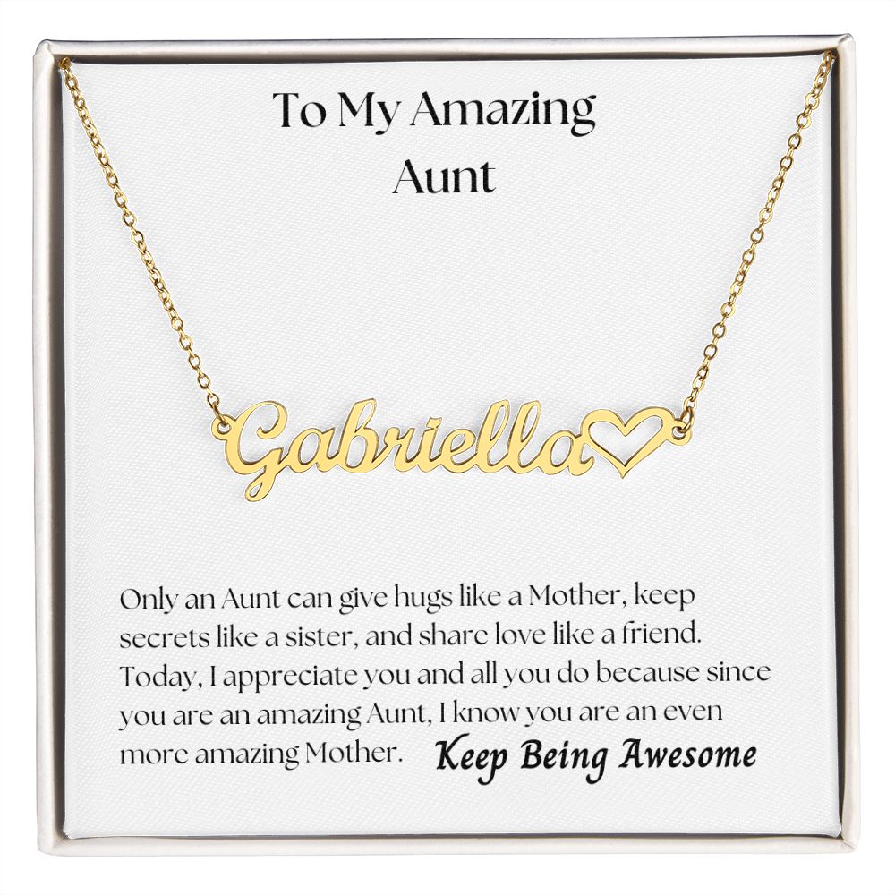 To My Amazing Aunt Personalized Name Necklace w/Heart