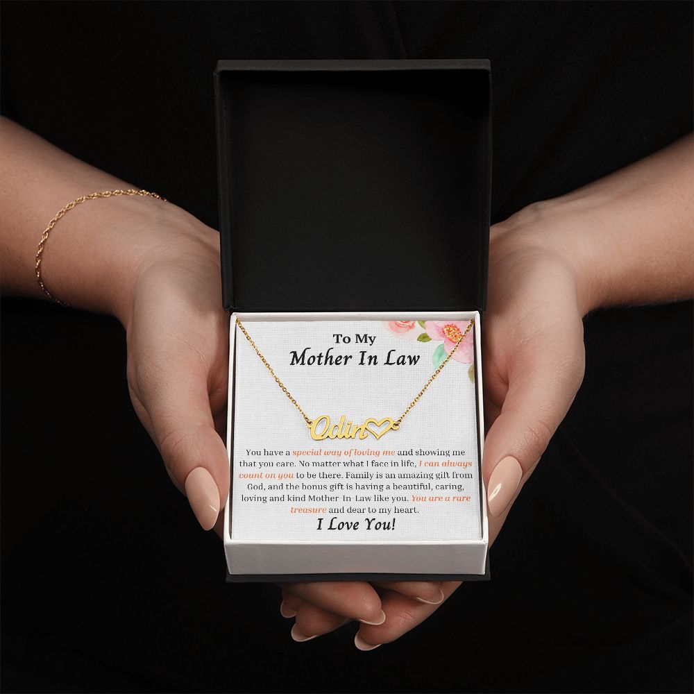 To My Mother In Law - Personalized Name Necklace with Heart