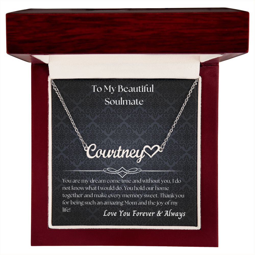 To My Beautiful Soulmate - Personalized Name Necklace with Heart