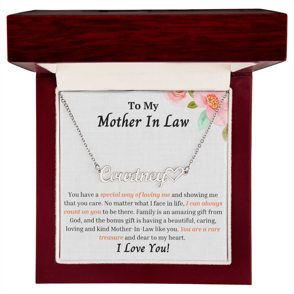 To My Mother In Law Personalized Name Necklace w/Heart