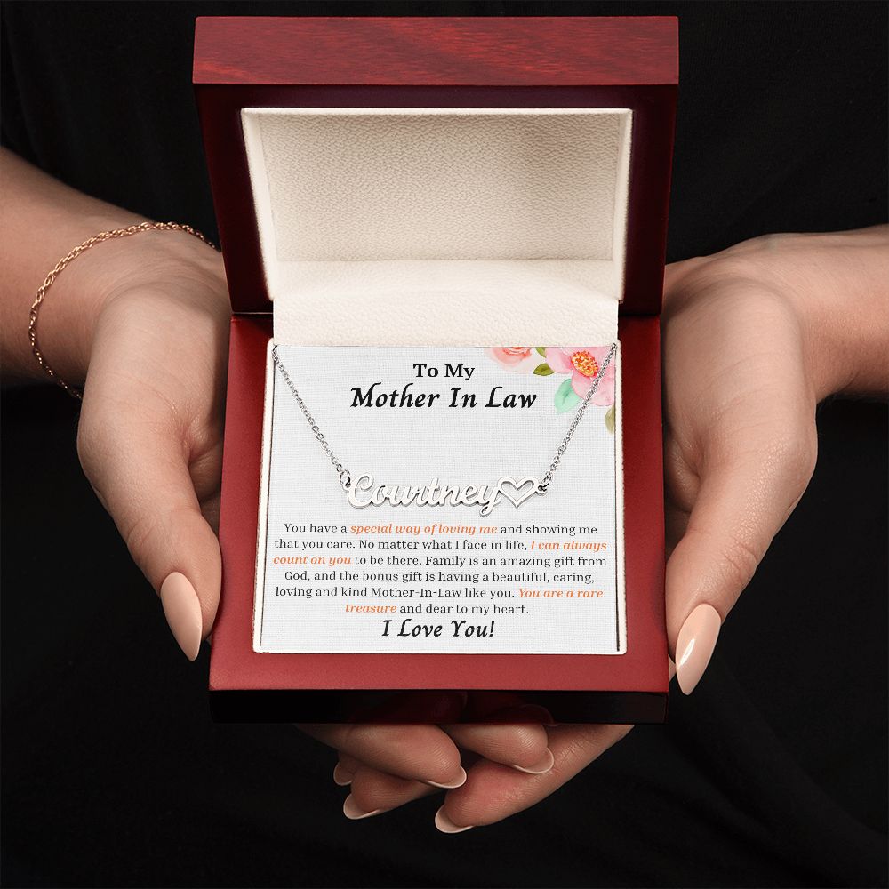 To My Mother In Law Personalized Name Necklace w/Heart