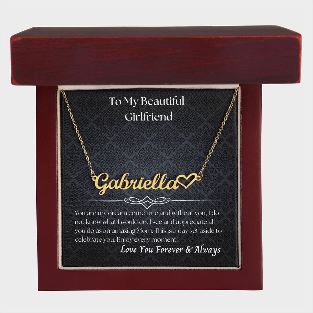 To My Beautiful Girlfriend - Personalized Name Necklace with Heart