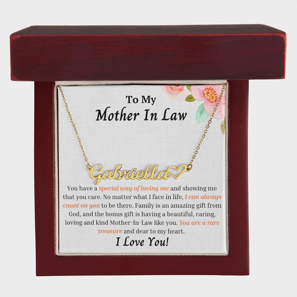 To My Mother In Law Personalized Name Necklace w/Heart