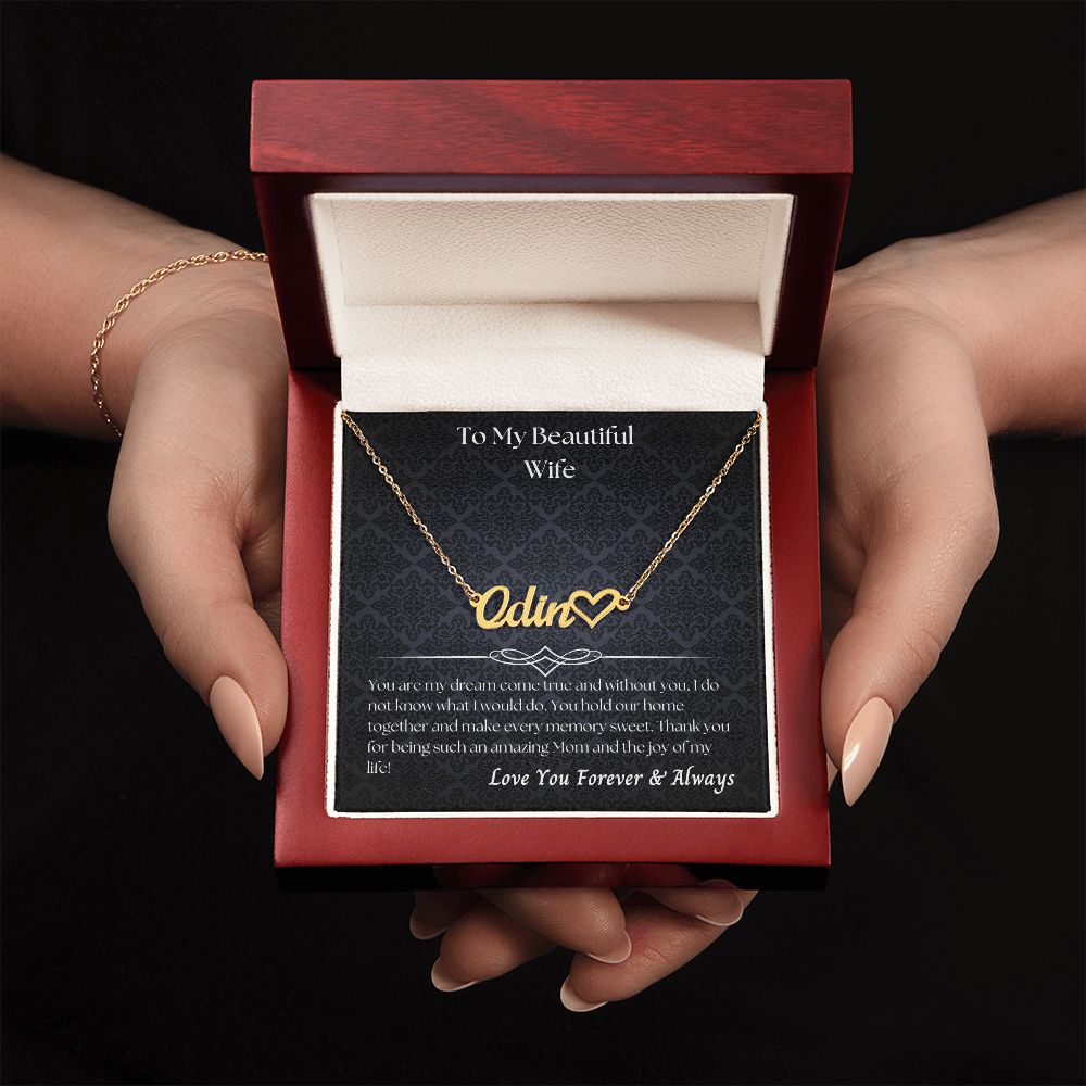 To My Beautiful Wife - Personalized Name Necklace with Heart