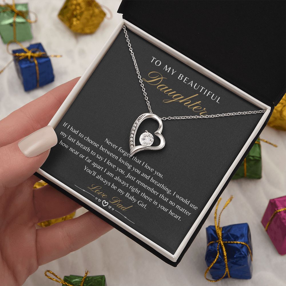 Daughter From Dad - Never Forget That I Love You - Forever Love Necklace Gift