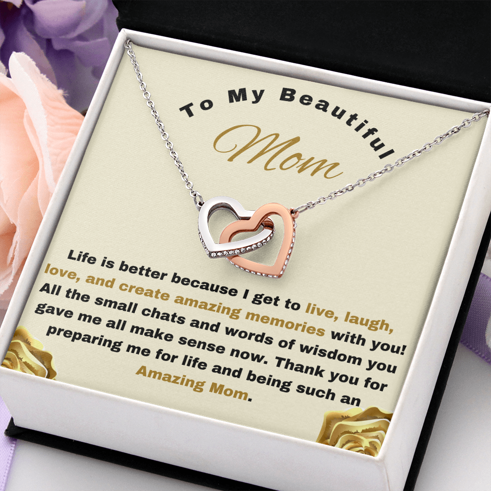 Live Laugh Love, Mother's Day Necklace, To My Beautiful Mom Necklace, Mothers Day Gift From Daughter, Mom Gift from Son, Mom Necklace