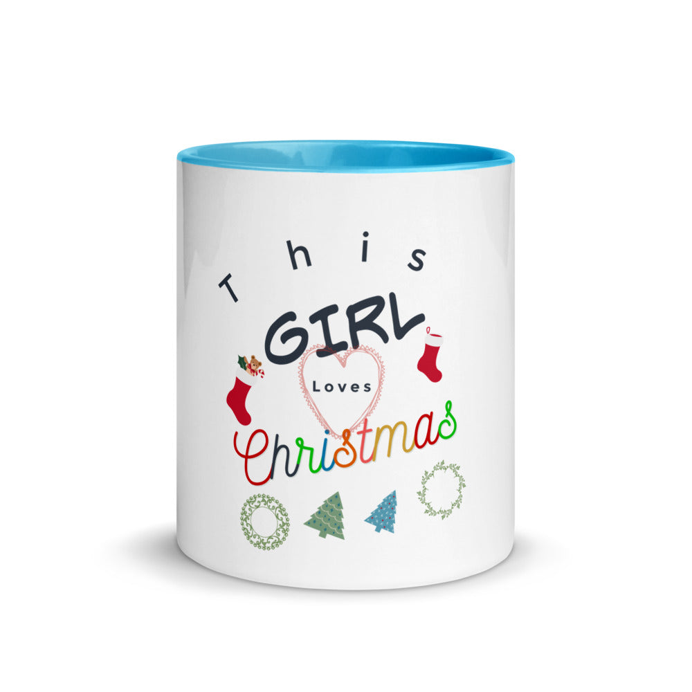 This Girl Loves Christmas Mug with Color Inside, Gift For Her, Christmas Gift